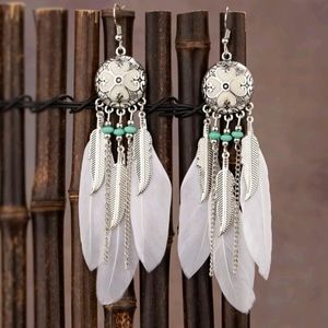 Native American ~ Feather Tassel Earrings ~ New
